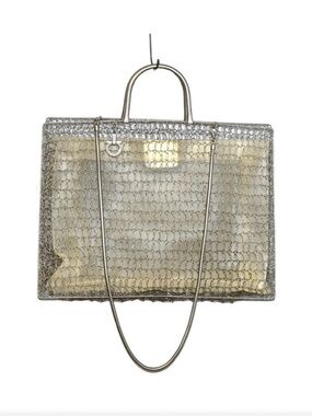 Salvatore Ferragamo Silver & Gold Metallic Mesh Top-Handle Tote.